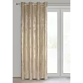 Zasłona beżowo, szampańska zdobiona błyszczącym przecieranym wzorem z welwetu 140x250 cm przelotka RENIA Eurofirany