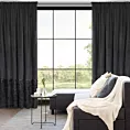 Zasłona czarna zdobiona futerkiem 140x270 cm taśma MARION Eurofirany