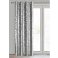 Zasłona stalowo, złocista z błyszczącym nadrukiem z tkaniny welwetowej 140x250 przelotka DORIS Eurofirany
