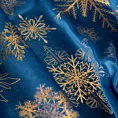Zasłona granatowo, złota zdobiona świątecznymi śnieżynkami 140x250 cm przelotka ASTRA Eurofirany
