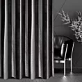 Zasłona szyta na taśmie fala czarno srebrna z szenilowej tkaniny w klasyczne pionowe pasy przetykane błyszczącą nicią