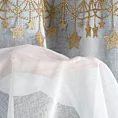 Firana świąteczna biało, złota z etaminy zdobiona aplikacją z motywem gwiazdek 140x250 cm przelotki - XMAS Eurofirany