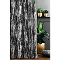 Zasłona szyta na taśmie fala srebrno czarna z tkaniny welwetowej z metalicznym nadrukiem