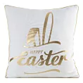 Poszewka na poduszkę 45x45 cm z ozdobną lamówką biało, złota WIOSNA 41 Eurofirany