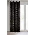 Zasłona czarna ze złotym wzorem geometrycznym 135x250 przelotka ABELLA Eurofirany