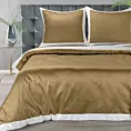 Pościel 160x200 cm z satyny bawełnianej kolor złoty, biały z kontrastującą kantą LAURA Eurofirany