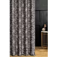 Zasłona szyta na taśmie fala czarno popielata z miękkiej tkaniny szenilowej z ornamentowym wzorem