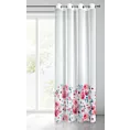 Zasłona biało, różowa z motywem malowanych kwiatów z etaminy 140x250 cm przelotka CARLA Eurofirany