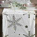 Bieżnik świąteczny 40x140 cm biało, szampański welwetowy zdobiony błyszczącym nadrukiem Eurofirany