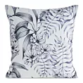 Poszewka na poduszkę 45x45 cm welwetowa zdobiona nadrukiem kwiatów biało, czarna MINK Eurofirany