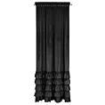 Zasłona czarna z welwetu zdobiona falbanami 140x270 cm taśma CHARLOTTE Eurofirany