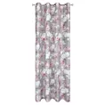 Zasłona srebrno, różowa w kwiaty z etaminy 140x250 cm przelotka SHERRY Eurofirany