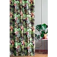 Zasłona szyta na taśmie 8 cm CARLITA czarno zielona z miękkiej tkaniny typu blackout drukowanej w botaniczny wzór