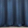 Zasłona szyta na tunelu ALINE granatowa z tkaniny o naturalnym splocie z efektem melanżu