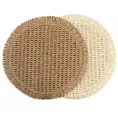Podkładka okrągła na stół kremowa średnica 38 cm JOAN pleciona z frędzlami Eurofirany