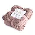 Narzuta, koc  na fotel 70x160 cm różowa z miękkiego polaru ze strukturą baranka TEDY EUROFIRANY PREMIUM