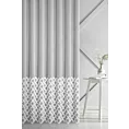 Firana szyta na taśmie fala biała z matowej tkaniny ADEN zdobionej geometrycznym haftem