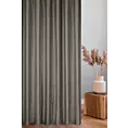 Zasłona szyta na taśmie 5 cm popielata z miękkiej tkaniny welwetowej z efektem kreszowania, wykończona obciążnikiem