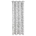 Zasłona biało, szampańska z metalicznym nadrukiem egzotycznych liści z welwetu 135x250 przelotka ODETA Eurofirany
