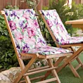 Poduszka na krzesło 45 x 90 x 3 cm wodoodporna różowo, fioletowa zdobione roślinnym wzorem GARDEN Eurofirany