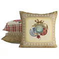 Poszewka na poduszkę 45x45 cm bawełniana, świąteczna gobelinowa z mieszanki włókien z motywem bombek złoto, błękitna GOB Eurofirany