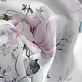 Zasłona biało, różowa zdobiona nadrukiem kwiatów 140x250 cm przelotka ROSELIN Eurofirany