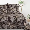 Pościel 140x200 cm z mikrofibry kolor ciemnobrązowy, beżowy z nadrukiem egzotycznych liści RODOS Design 91 Eurofirany