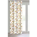 Zasłona biało, beżowa w kwiaty, zaciemniająca 140x250 cm przelotka CAREN Eurofirany