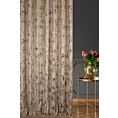 Zasłona szyta na taśmie fala beżowo złocista z tkaniny welwetowej zdobionej połyskującym drukiem