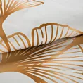 Pościel 160x200 z makosatyny kolor biały złoty z wzorem liści miłorzębu BLANCA 10 Limited Collection Eurofirany