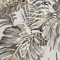 Roleta rzymska biało srebrna miękka, welwetowa, z nadrukowanym motywem botanicznym i błyszczącymi elementami
