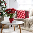 Poszewka na poduszkę 45x45 cm świąteczna z motywem kraty i wypustką na brzegach czerwono, biała GRID Eurofirany