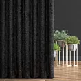 Zasłona szyta na taśmie fala czarna z tkaniny z aplikacją i haftem