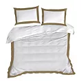 Pościel 220x200 cm z satyny bawełnianej kolor biały, złoty z kontrastującą kantą LAURA Eurofirany