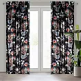 Zasłona czarno, ruda z nadrukiem kwiatów z tkaniny welwetowej 140x270 cm taśma ALANI Eurofirany