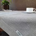 Obrus srebrny 145x350 cm z tkaniny przypominającej płótno STELLA 2 z podwójną listwą na brzegach