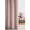Zasłona szyta na przelotkach pudrowo różowo różowa z gładkiej tkaniny zaciemniającej typu dimout
