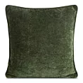 Poszewka na poduszkę 45x45 cm oliwkowa z szenilowej garbowanej tkaniny i wypustką na brzegach KLARA 02 Eurofirany