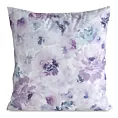 Poszewka na poduszkę 45x45 cm welwetowa zdobiona nadrukiem letnich kwiatów biało, fioletowa MINK Eurofirany
