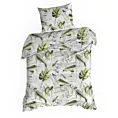 Pościel 140x200 cm bawełniana kolor biały, zielony z wzorem egzotycznych liści ELEN Eurofirany