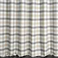 Zasłona szyta na taśmie fala beżowo grafitowa z tkaniny o naturalnym splocie z nadrukowanym wzorem w kratę