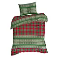 Pościel świąteczna 140x200 cm flanela bawełniana kolor zielony, czerwony z nadrukiem w stylu skandynawski AURORA Eurofirany