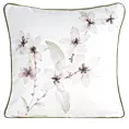 Poszewka na poduszkę dwustronna 45x45 cm welwetowa z motywem roślinnym z wypustką na brzegach biało, pudrowa BIANCA EUROFIRANY PREMIUM