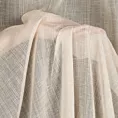 Firana szyta na przelotkach jasnobeżowa z gładkiej, miękkiej etaminy z delikatnie zarysowanym wzorem w prążki, wykończona obciążnikiem