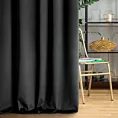 Zasłona szyta na taśmie fala ENYA czarna z miękkiej półmatowej tkaniny welwetowej
