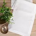 Bieżnik na stół biały 40x140 cm z tkaniny przypominającej płótno STELLA 2 z podwójną listwą na brzegach