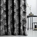 Zasłona szyta na taśmie fala czarno srebrna z tkaniny welwetowej zdobionej delikatnie połyskującym drukiem
