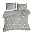 Pościel 220x200 z polaru kolor srebrny z gwiazdkami FLANO Eurofirany