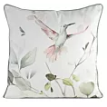 Poszewka na poduszkę dwustronna 60x60 cm welwetowa z motywem roślinnym z wypustką na brzegach biało, zielona INEZ EUROFIRANY PREMIUM