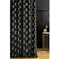 Zasłona szyta na flexach czarna z tkaniny welwetowej z geometrycznym błyszczącym nadrukiem